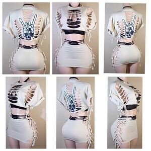 Stylish Cream Custom Skirt Set